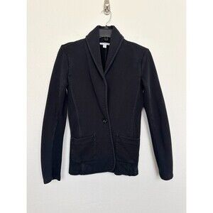 James Perse Stretch Cotton One Button Sweater Blazer Black Women 3 (Size Large)